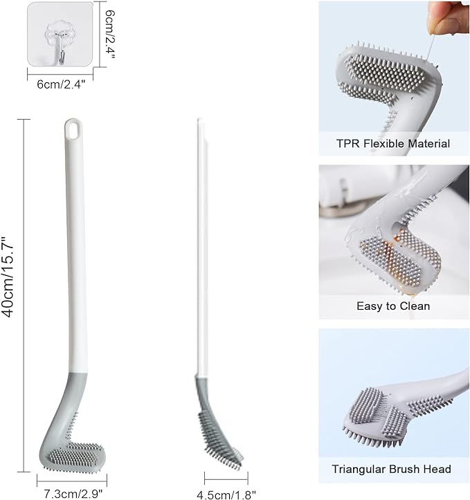 4 Pack Golf Toilet Brush, Flexible Long Handled Toilet Cleaning Brush